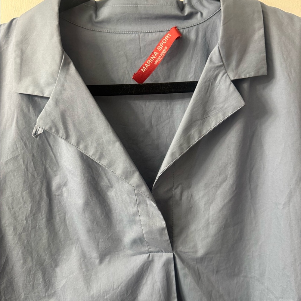 MARINA RINALDI Three- Quart Light Blue Oversized Button-Front Shirt NWOT-size 16 - Picture 10 of 10